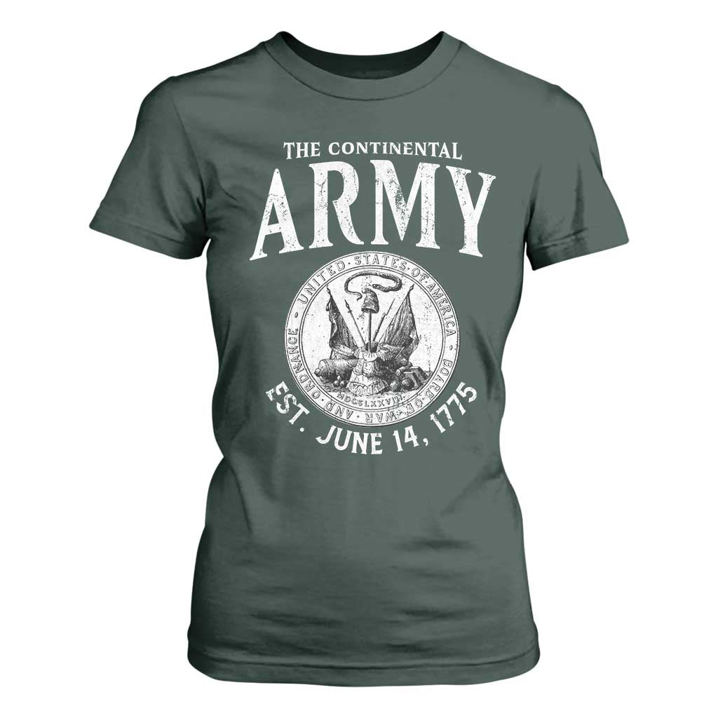 Continental Army America Independence Revolutionary War Seal T Shirt For Women TS11 Dark Forest Green Print Your Wear