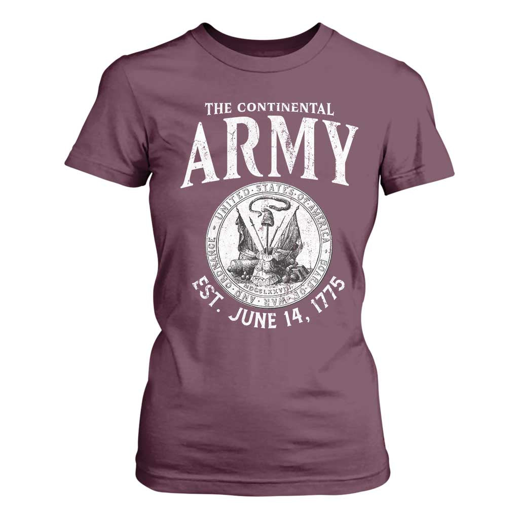 Continental Army America Independence Revolutionary War Seal T Shirt For Women TS11 Maroon Print Your Wear
