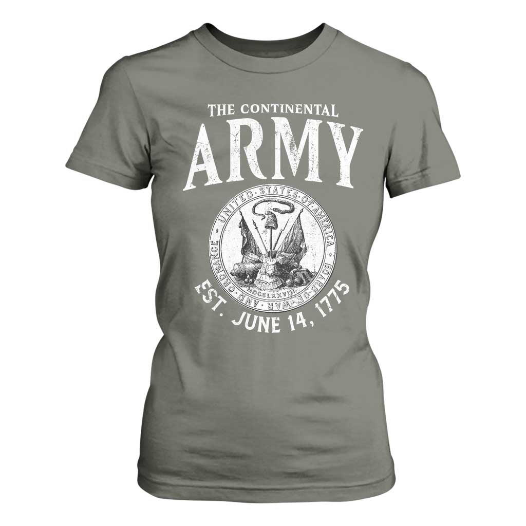 Continental Army America Independence Revolutionary War Seal T Shirt For Women TS11 Military Green Print Your Wear