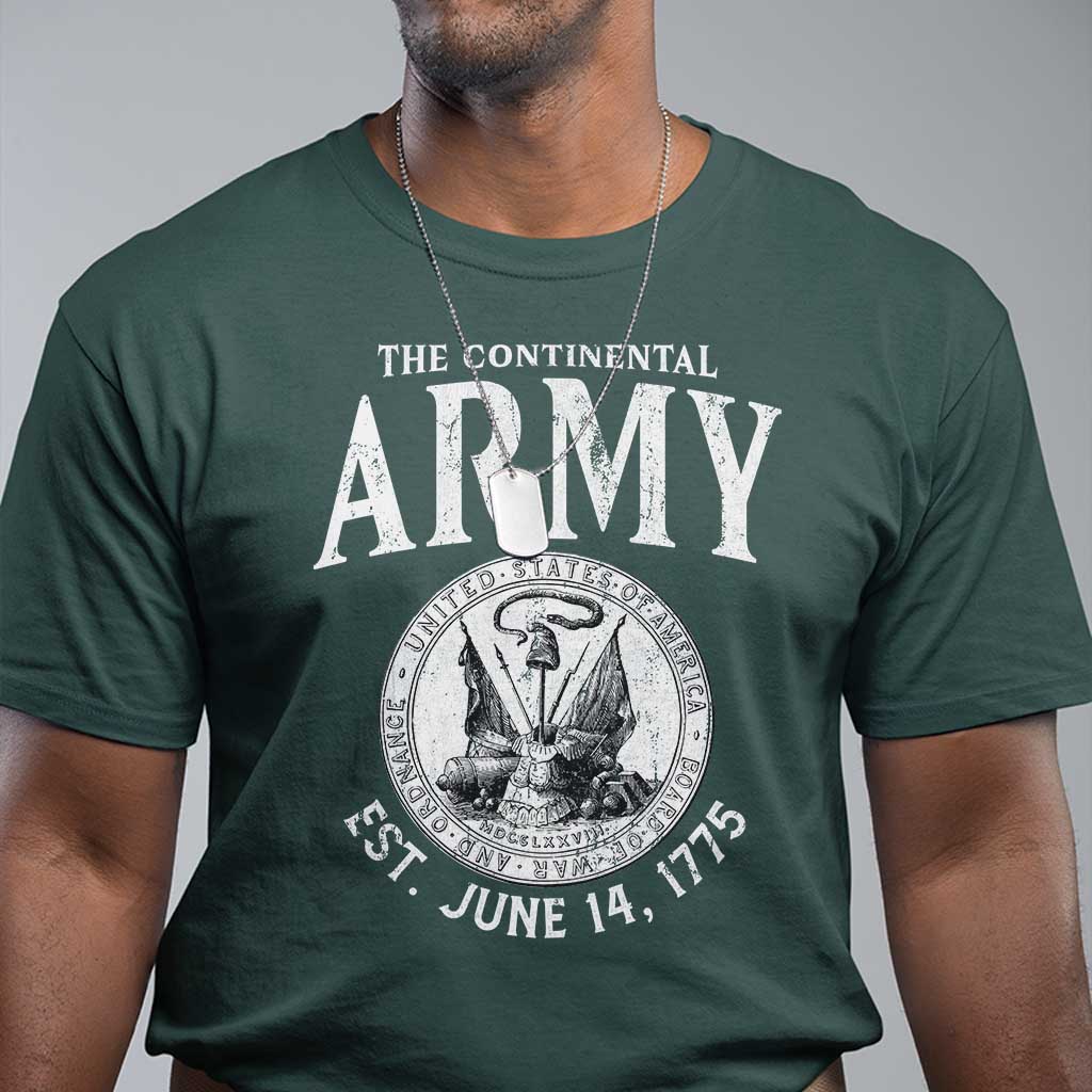 Continental Army America Independence Revolutionary War Seal T Shirt TS11 Dark Forest Green Print Your Wear