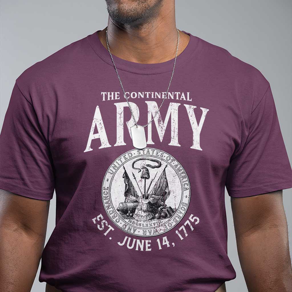 Continental Army America Independence Revolutionary War Seal T Shirt TS11 Maroon Print Your Wear