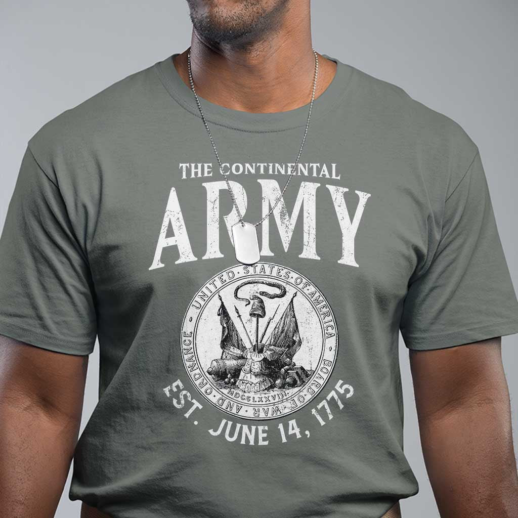 Continental Army America Independence Revolutionary War Seal T Shirt TS11 Military Green Print Your Wear