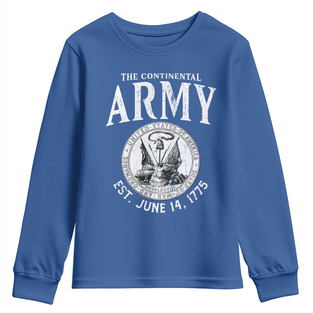Continental Army America Independence Revolutionary War Seal Youth Sweatshirt TS11 Royal Blue Print Your Wear