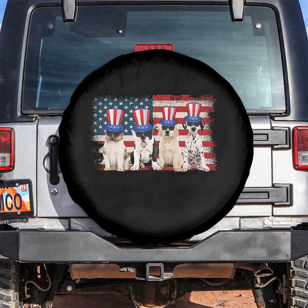 Cool American Patriotic Dogs Spare Tire Cover Funny 4th of July US Flag Pet Lover TS02 No hole Black Print Your Wear
