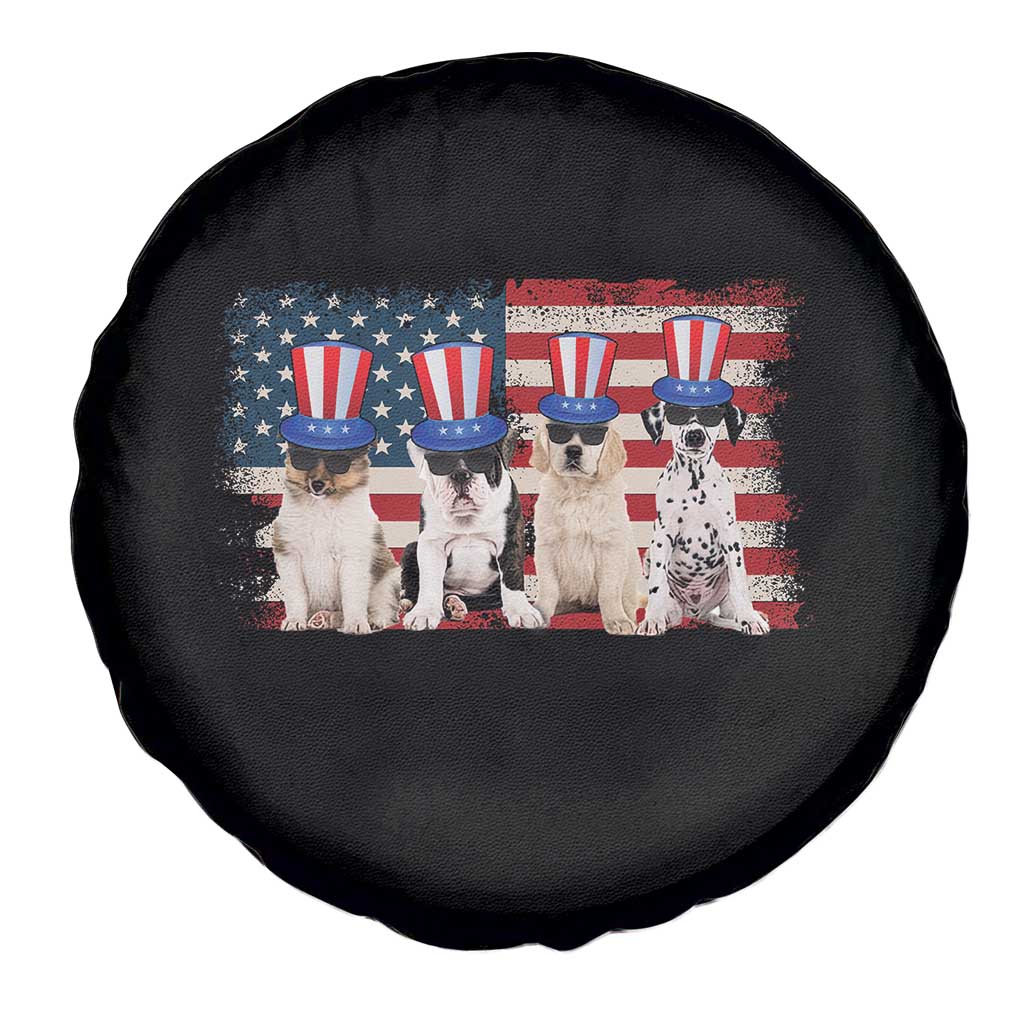 Cool American Patriotic Dogs Spare Tire Cover Funny 4th of July US Flag Pet Lover TS02 Print Your Wear