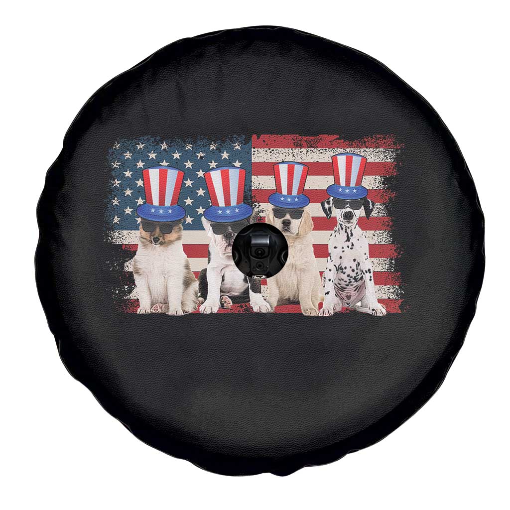 Cool American Patriotic Dogs Spare Tire Cover Funny 4th of July US Flag Pet Lover TS02 Print Your Wear