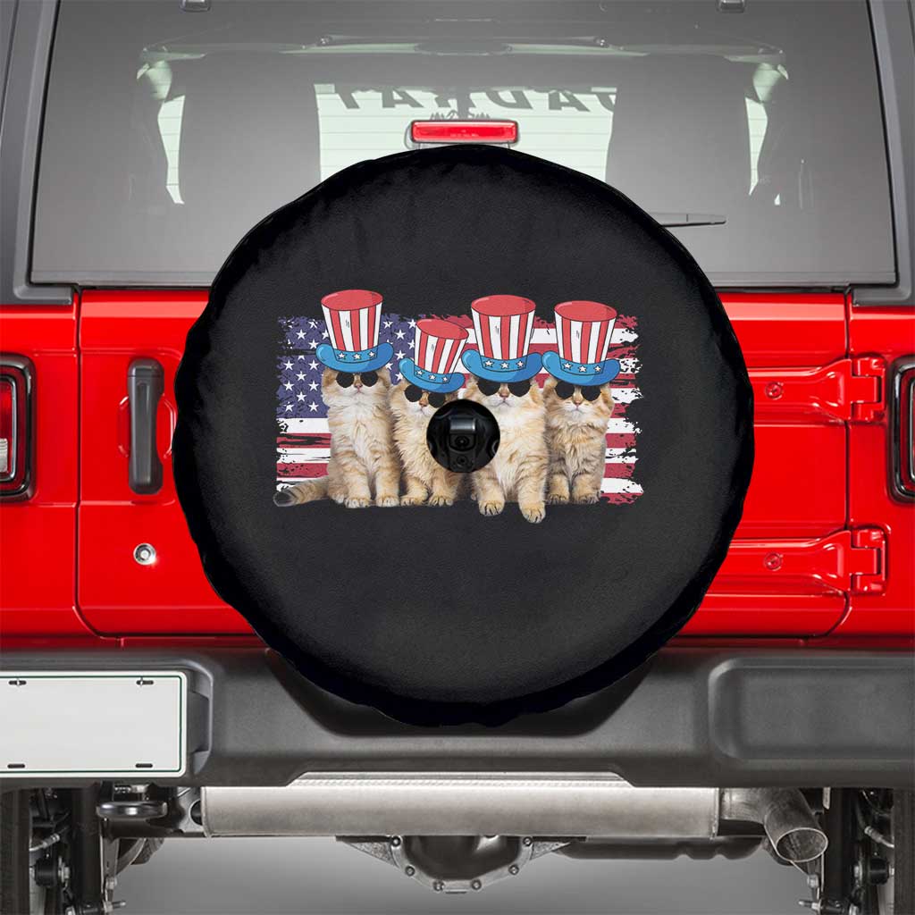 Cool American Patrotic Cats Spare Tire Cover Funny 4th of July US Flag Pet Lover TS02 Black Print Your Wear