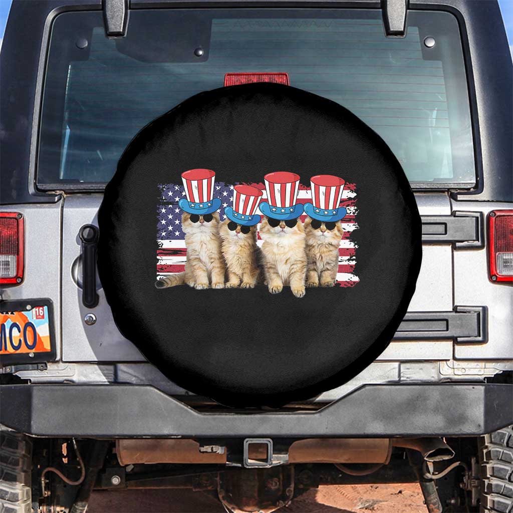 Cool American Patrotic Cats Spare Tire Cover Funny 4th of July US Flag Pet Lover TS02 No hole Black Print Your Wear