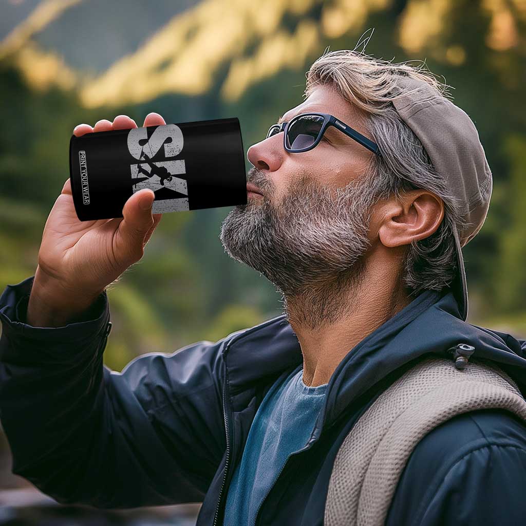 Cool Distressed Skiing 4 in 1 Can Cooler Tumbler for Skiers TS10 Print Your Wear