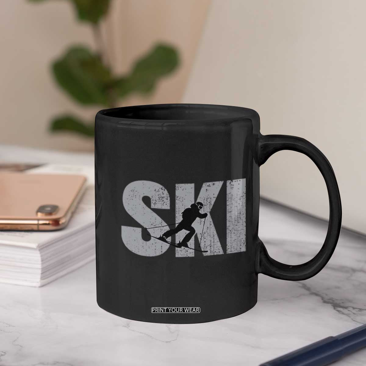 Cool Distressed Skiing Coffee Mug for Skiers TS10 Print Your Wear