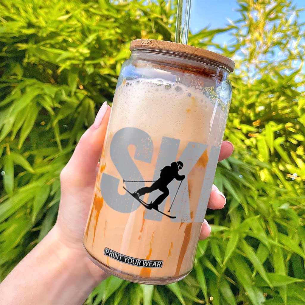 Cool Distressed Skiing Glass Can for Skiers TS10 Print Your Wear