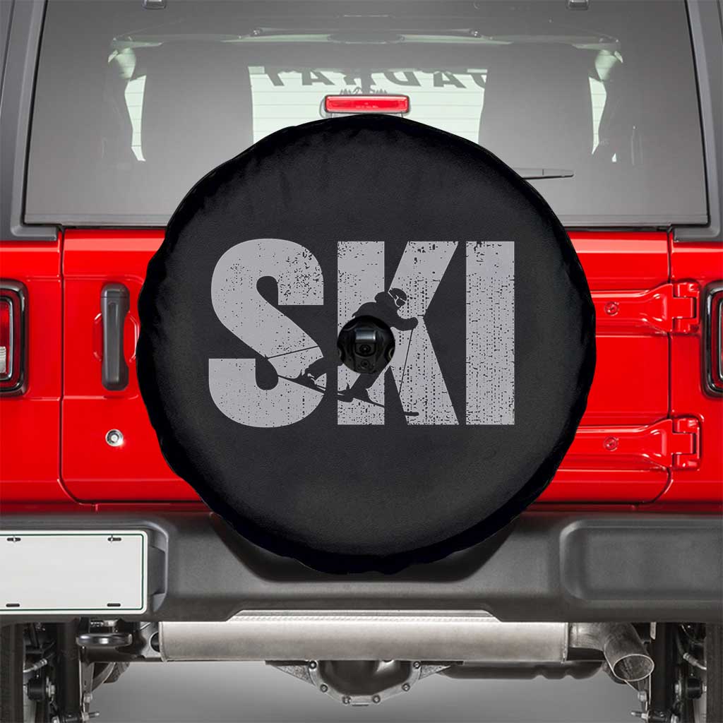 Cool Distressed Skiing Spare Tire Cover for Skiers TS10 Black Print Your Wear