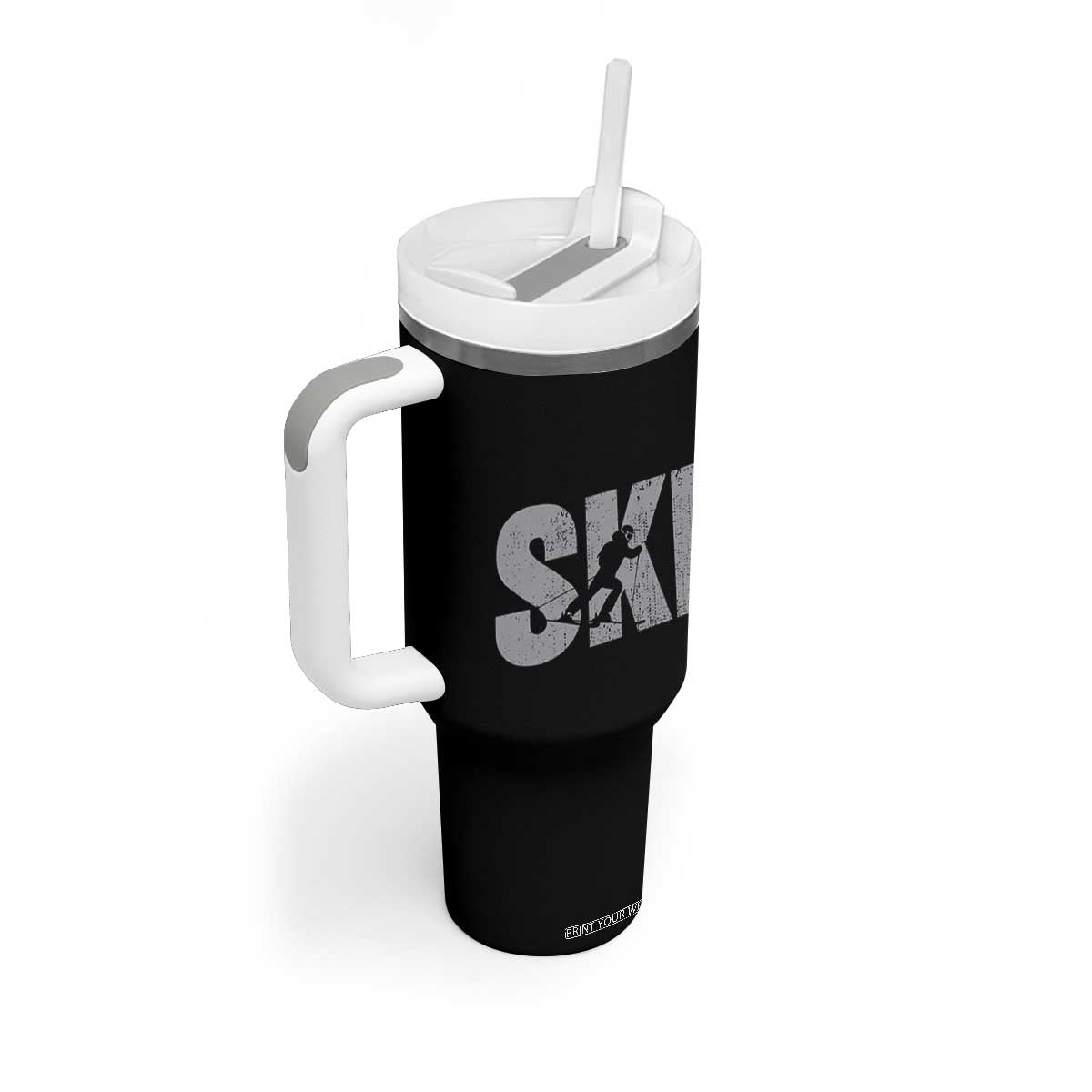 Cool Distressed Skiing Tumbler With Handle for Skiers TS10 Print Your Wear