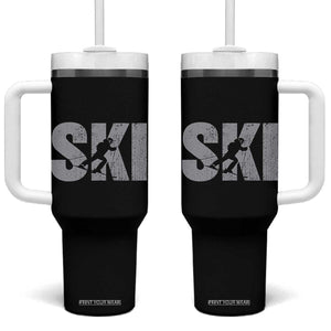Cool Distressed Skiing Tumbler With Handle for Skiers TS10 One Size: 40 oz Black Print Your Wear