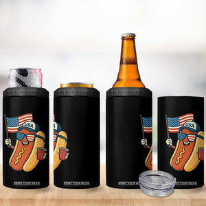 Cool Patriotic Hot Dog 4 in 1 Can Cooler Tumbler Funny 4th of July Cookout 4th of July American Flag TS02 Print Your Wear