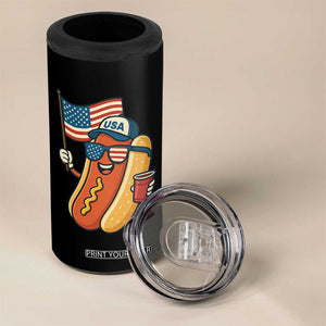 Cool Patriotic Hot Dog 4 in 1 Can Cooler Tumbler Funny 4th of July Cookout 4th of July American Flag TS02 Print Your Wear