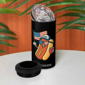 Cool Patriotic Hot Dog 4 in 1 Can Cooler Tumbler Funny 4th of July Cookout 4th of July American Flag TS02 Print Your Wear