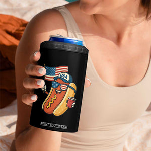 Cool Patriotic Hot Dog 4 in 1 Can Cooler Tumbler Funny 4th of July Cookout 4th of July American Flag TS02 Print Your Wear
