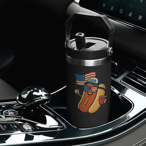 Cool Patriotic Hot Dog Flip Straw Tumbler Funny 4th of July Cookout 4th of July American Flag TS02 Print Your Wear