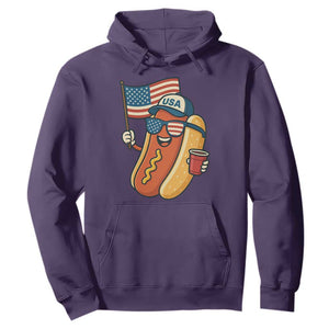 Cool Patriotic Hot Dog Hoodie Funny 4th of July Cookout 4th of July American Flag TS02 Purple Print Your Wear