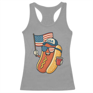 Cool Patriotic Hot Dog Racerback Tank Top Funny 4th of July Cookout 4th of July American Flag TS02 Sport Gray Print Your Wear
