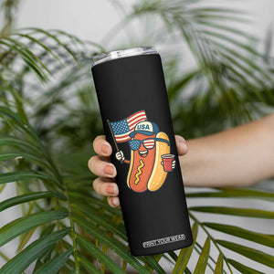 Cool Patriotic Hot Dog Skinny Tumbler Funny 4th of July Cookout 4th of July American Flag TS02 Print Your Wear