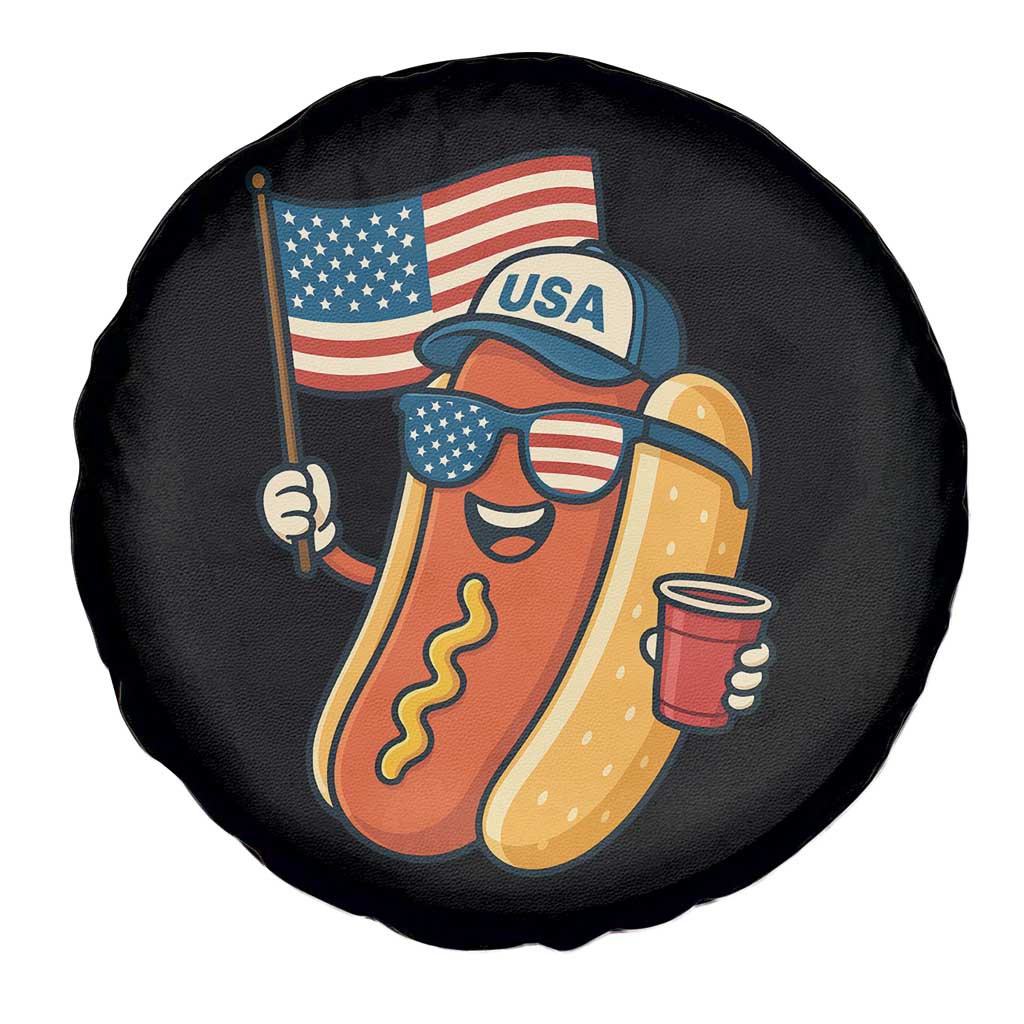 Cool Patriotic Hot Dog Spare Tire Cover Funny 4th of July Cookout 4th of July American Flag TS02 Print Your Wear