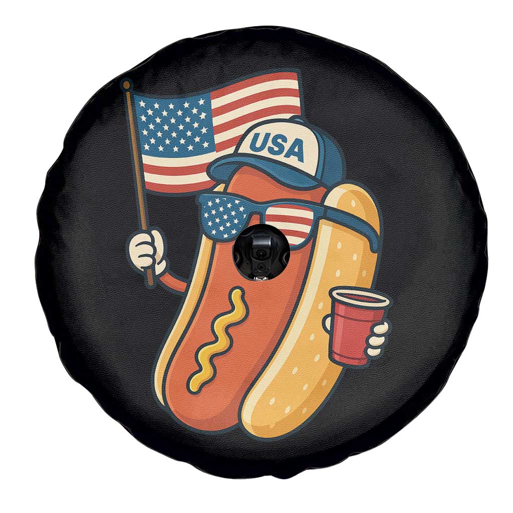 Cool Patriotic Hot Dog Spare Tire Cover Funny 4th of July Cookout 4th of July American Flag TS02 Print Your Wear