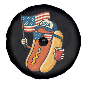 Cool Patriotic Hot Dog Spare Tire Cover Funny 4th of July Cookout 4th of July American Flag TS02 Print Your Wear