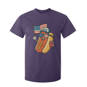 Cool Patriotic Hot Dog T Shirt For Kid Funny 4th of July Cookout 4th of July American Flag TS02 Purple Print Your Wear