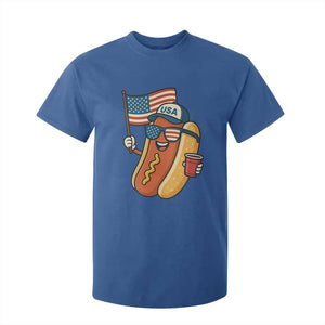Cool Patriotic Hot Dog T Shirt For Kid Funny 4th of July Cookout 4th of July American Flag TS02 Royal Blue Print Your Wear