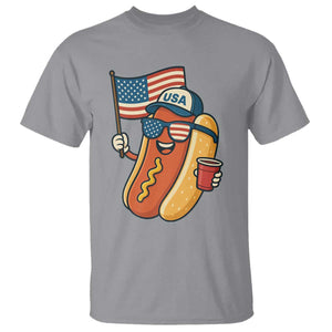 Cool Patriotic Hot Dog T Shirt Funny 4th of July Cookout 4th of July American Flag TS02 Sport Gray Print Your Wear