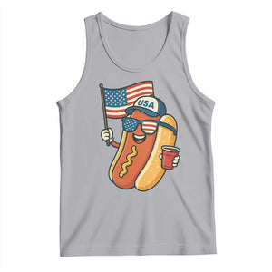 Cool Patriotic Hot Dog Tank Top Funny 4th of July Cookout 4th of July American Flag TS02 Athletic Heather Print Your Wear