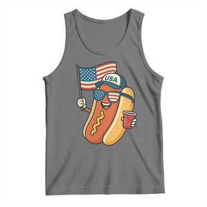Cool Patriotic Hot Dog Tank Top Funny 4th of July Cookout 4th of July American Flag TS02 Black Heather Print Your Wear