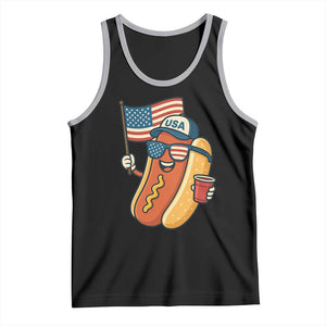 Cool Patriotic Hot Dog Tank Top Funny 4th of July Cookout 4th of July American Flag TS02 Black Athletic Heather Print Your Wear