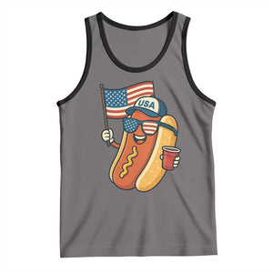 Cool Patriotic Hot Dog Tank Top Funny 4th of July Cookout 4th of July American Flag TS02 Deep Heather Black Print Your Wear