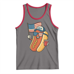 Cool Patriotic Hot Dog Tank Top Funny 4th of July Cookout 4th of July American Flag TS02 Deep Heather Red Print Your Wear