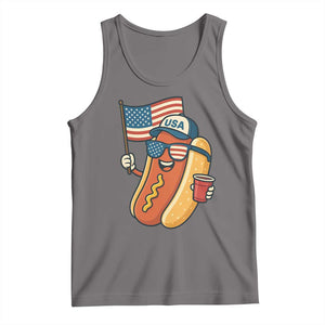 Cool Patriotic Hot Dog Tank Top Funny 4th of July Cookout 4th of July American Flag TS02 Deep Heather Print Your Wear