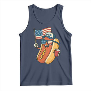 Cool Patriotic Hot Dog Tank Top Funny 4th of July Cookout 4th of July American Flag TS02 Navy Print Your Wear