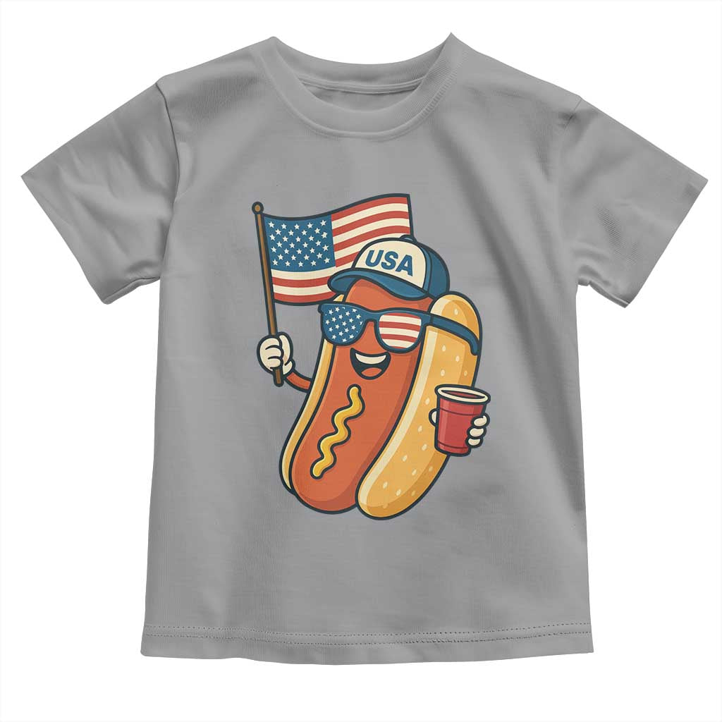 Cool Patriotic Hot Dog Toddler T Shirt Funny 4th of July Cookout 4th of July American Flag TS02 Sport Gray Print Your Wear