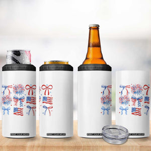 Coquette 4th Of July 4 in 1 Can Cooler Tumbler Patriotic Bow American Flag TS10 Print Your Wear