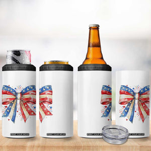 Coquette 4th Of July 4 in 1 Can Cooler Tumbler USA Bow American Flag Red White and Blue TS10 Print Your Wear