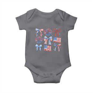 Coquette 4th Of July Baby Onesie Patriotic Bow American Flag TS10 Charcoal Print Your Wear