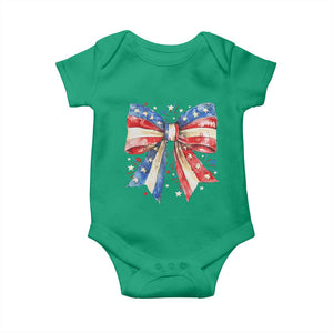 Coquette 4th Of July Baby Onesie USA Bow American Flag Red White and Blue TS10 Irish Green Print Your Wear