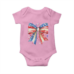 Coquette 4th Of July Baby Onesie USA Bow American Flag Red White and Blue TS10 Light Pink Print Your Wear