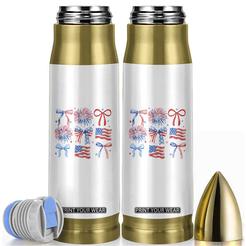 Coquette 4th Of July Bullet Tumbler Patriotic Bow American Flag TS10 White Print Your Wear