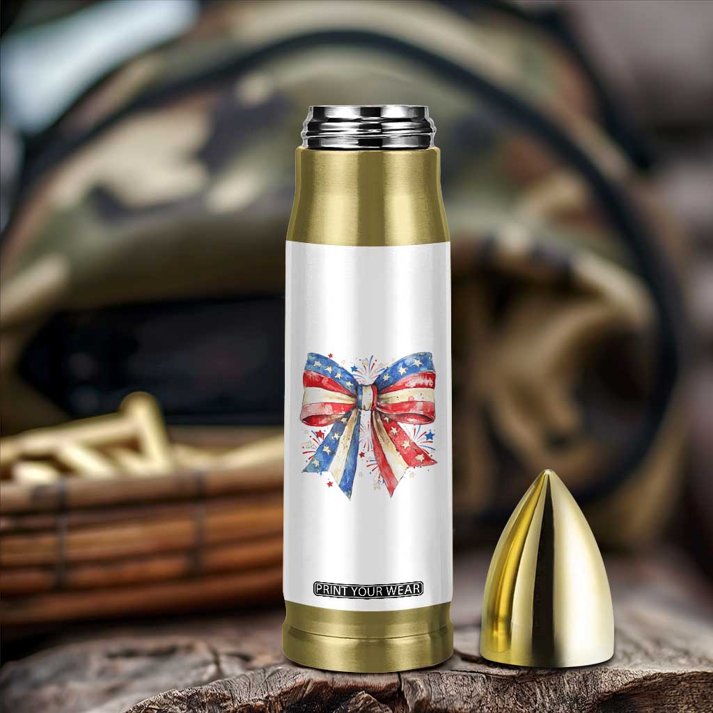 Coquette 4th Of July Bullet Tumbler USA Bow American Flag Red White and Blue TS10 Print Your Wear