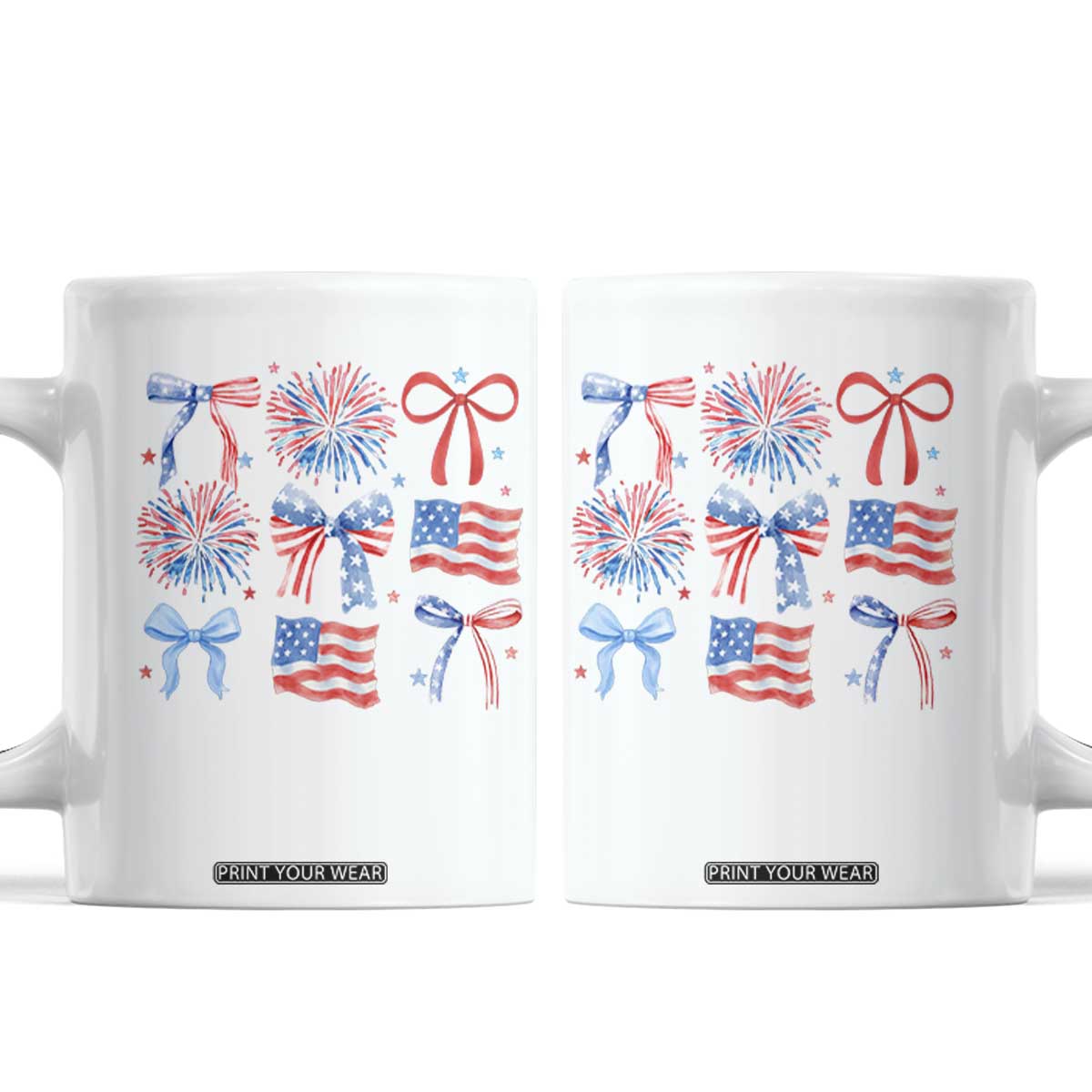 Coquette 4th Of July Coffee Mug Patriotic Bow American Flag TS10 White Print Your Wear