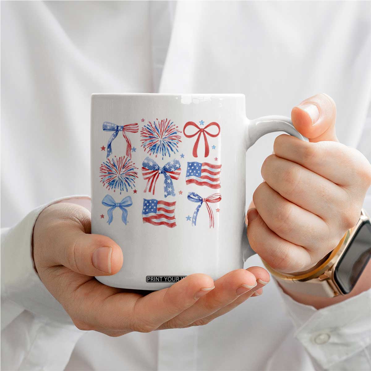 Coquette 4th Of July Coffee Mug Patriotic Bow American Flag TS10 Print Your Wear