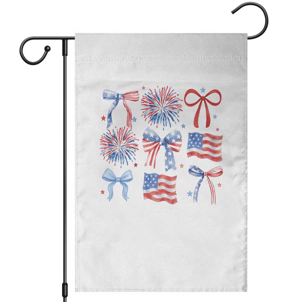Coquette 4th Of July Garden Flag Patriotic Bow American Flag TS10 White Print Your Wear